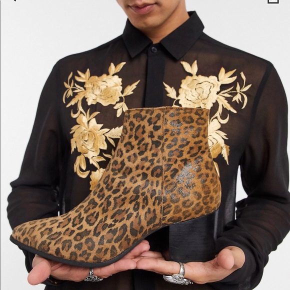 ASOS Design Other - ASOS Design chunky heel Chelsea boots with pointed toe in leopard print. Size 10
